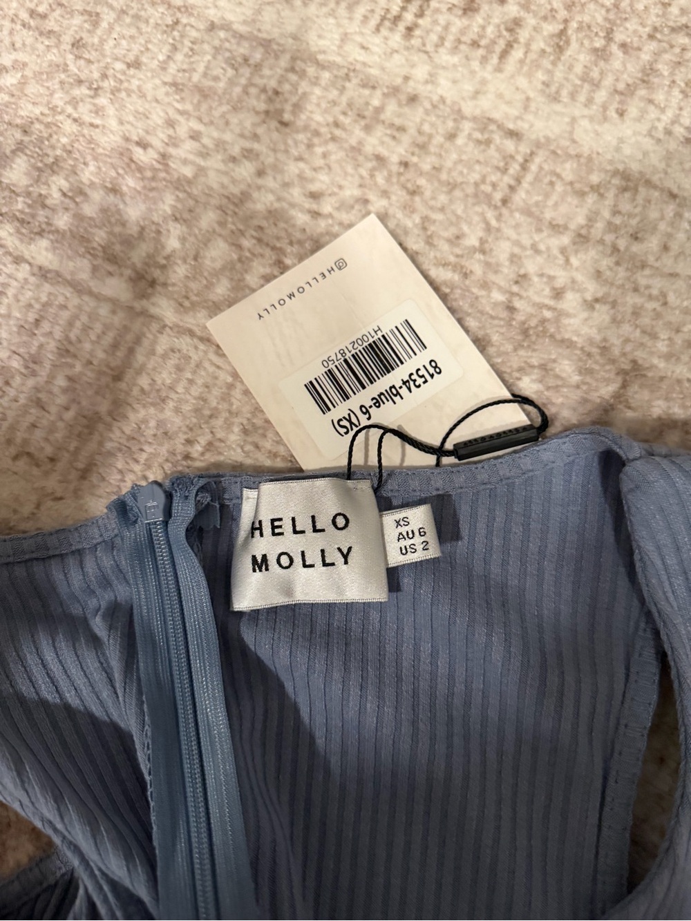 Hello Molly Steel Blue Ribbed Ruched Mini Dress - Picture 3 of 3